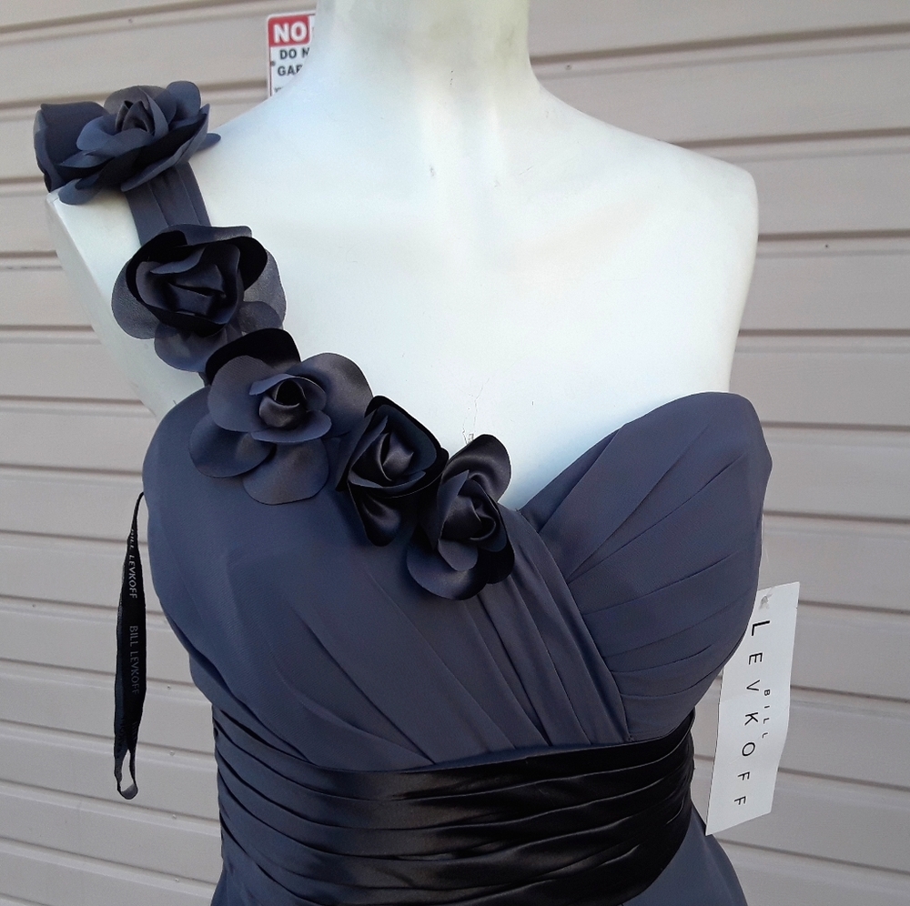 B2 pewter gray prom bridesmaid dress